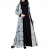 Printed Shrug Abaya- Sky Blue-Black color Printed Shrug Abaya- Sky Blue-Black color
